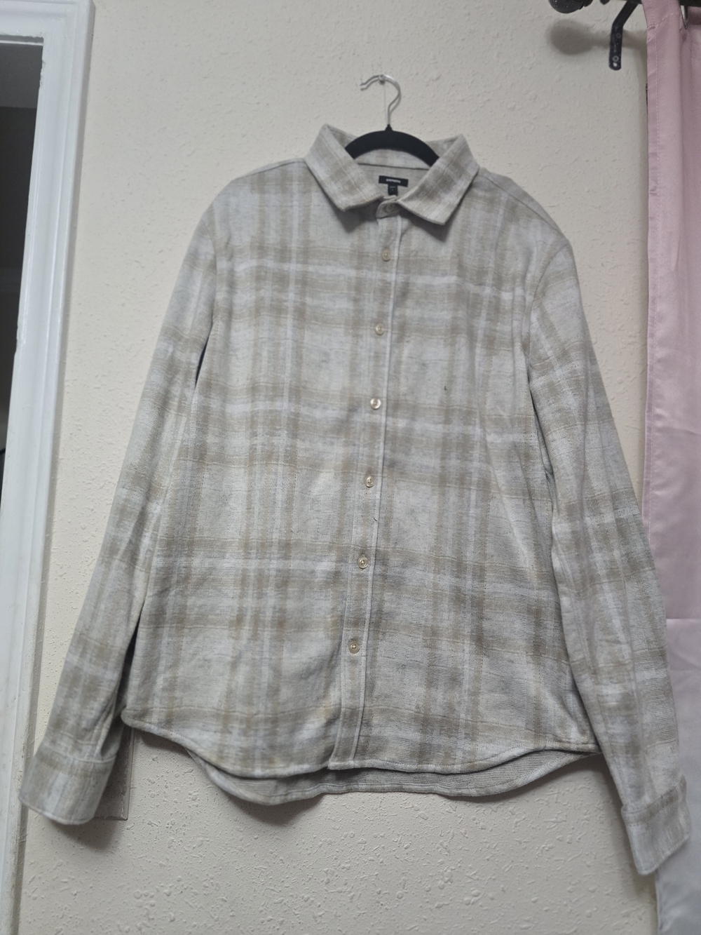 Express Neutral Stripe Knit Top in Cream and Light Gray